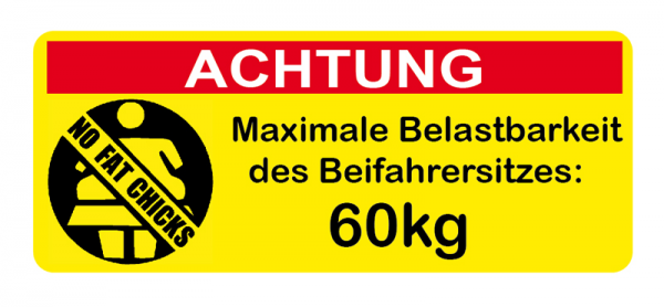 Aufkleber Beifahrergewicht
